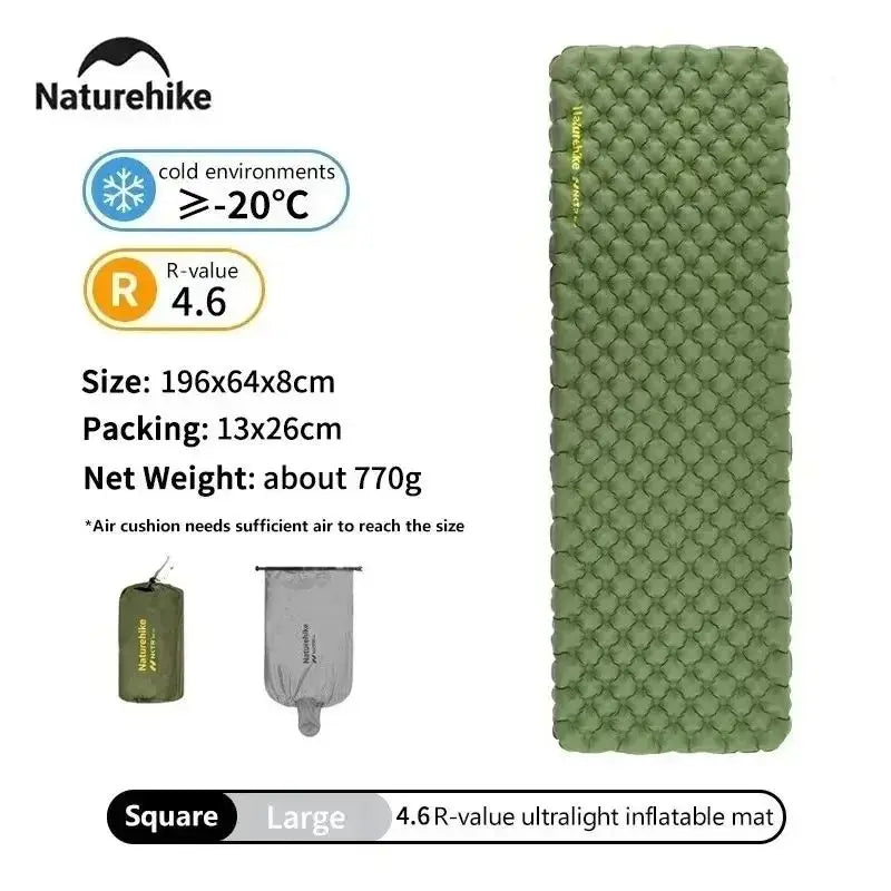 Naturehike Camping Mat 3.2/5.8/8.8 High R Value Ultralight Warm Inflatable Mattress Outdoor Portable Folding Inflatable Mats