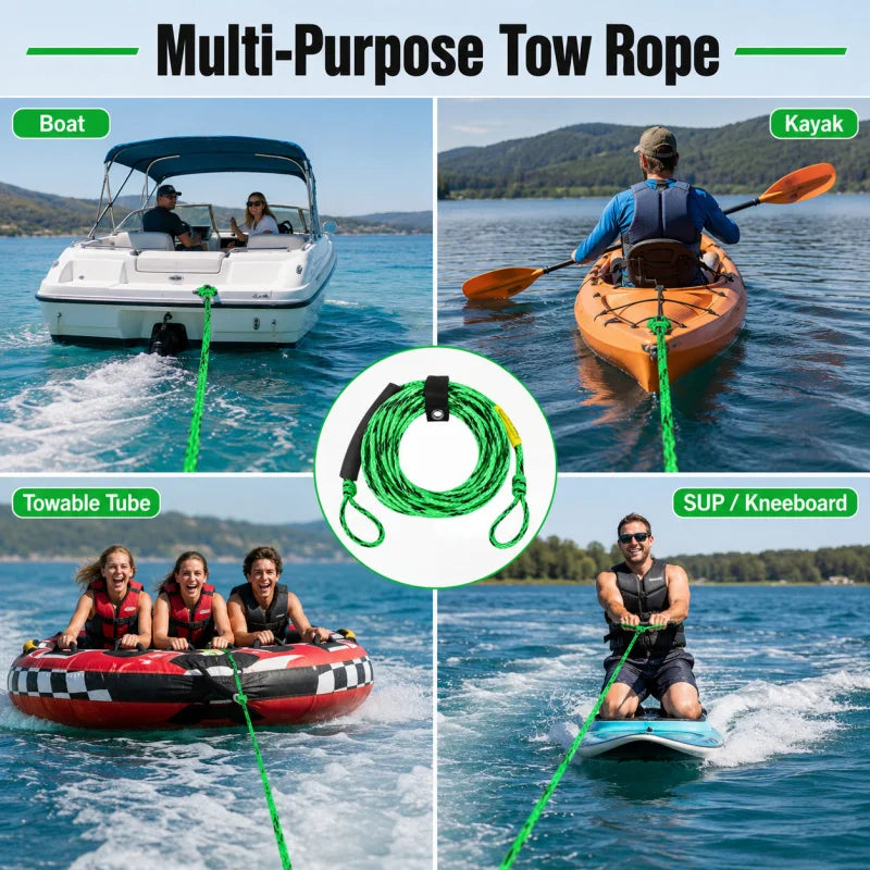 Tow Rope for Inflatable Towable Tube, Boat Pull Rope for Wakeboard Paddle Board Kayak Surfboard Kneeboard Water Sports