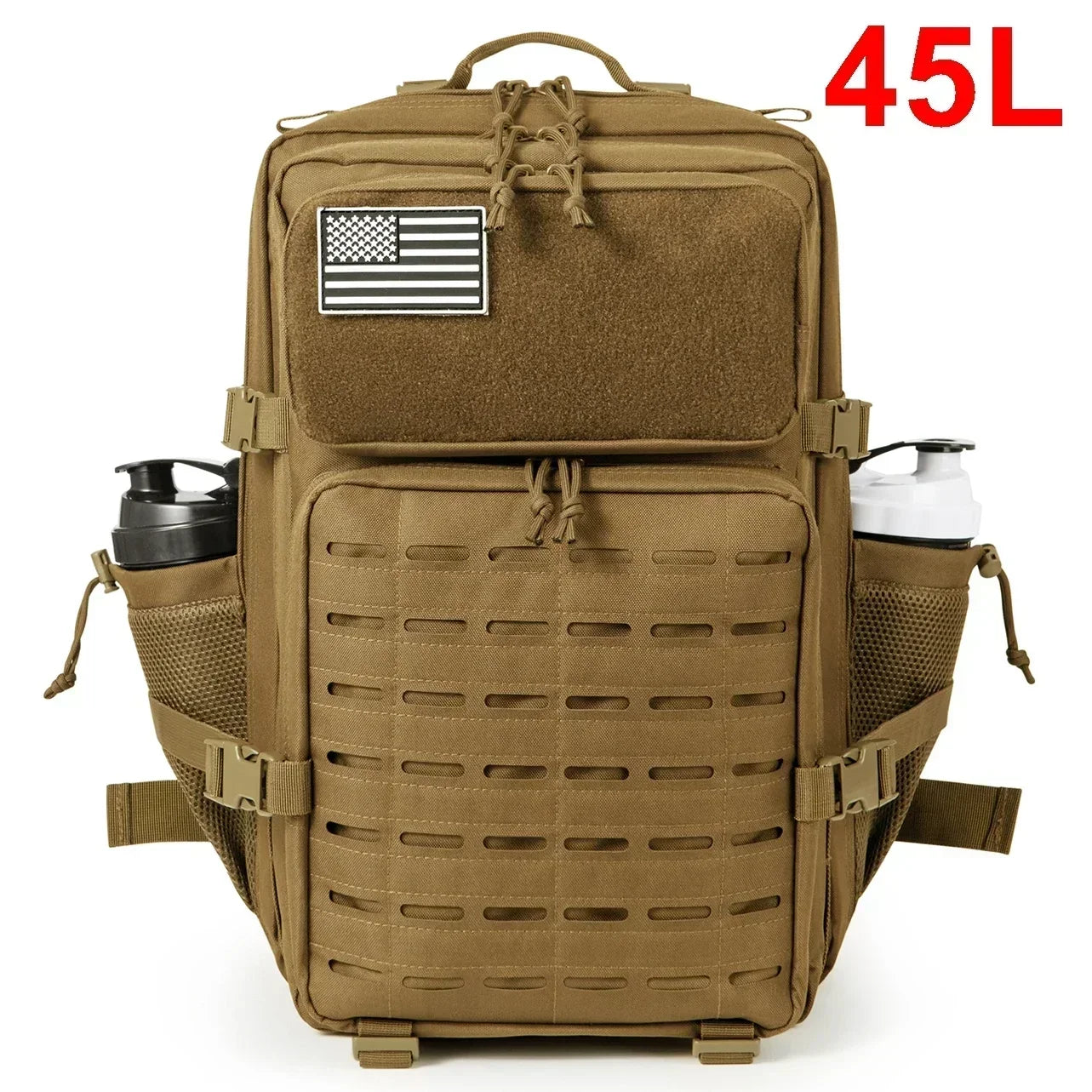 25L/ 45L Tactical Backpack Heavy Duty Camping Hiking Travel Commute School Rucksack With Bottle Holder