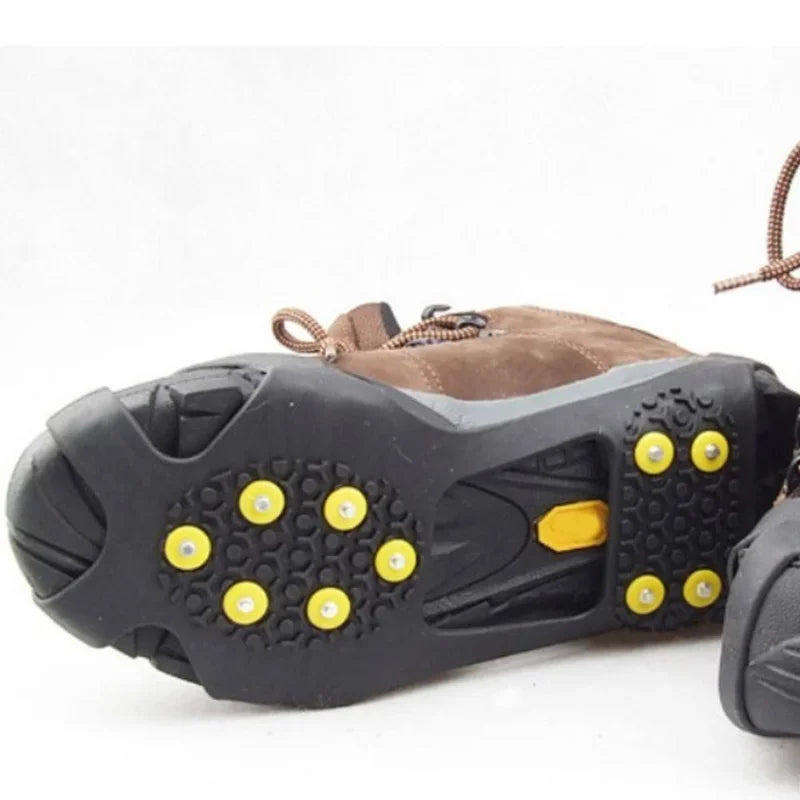 10 Studs Anti-Skid Snow Ice Gripper Climbing Shoe Spikes Grips Cleats Overshoes Crampons Spike Shoes Outdoor Mountaineering
