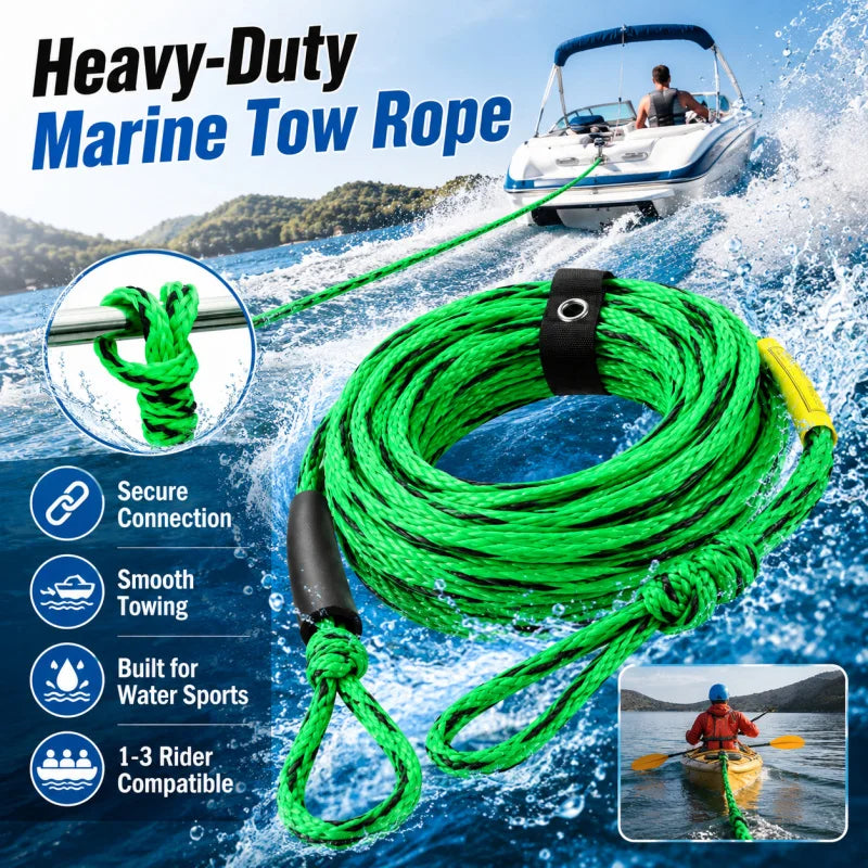 Tow Rope for Inflatable Towable Tube, Boat Pull Rope for Wakeboard Paddle Board Kayak Surfboard Kneeboard Water Sports