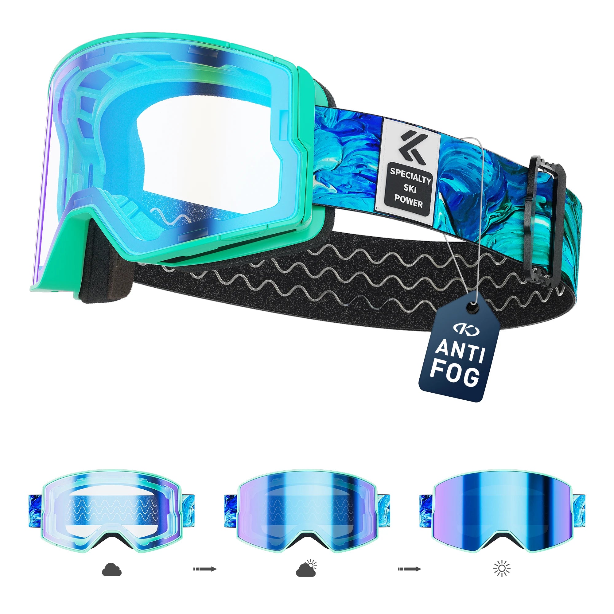 Kapvoe Photochromic Snow Goggles Ski Snowboard Anti-Fog Mask for Men Women Eyewear UV400 Protection Glasses Snowmobile Winter