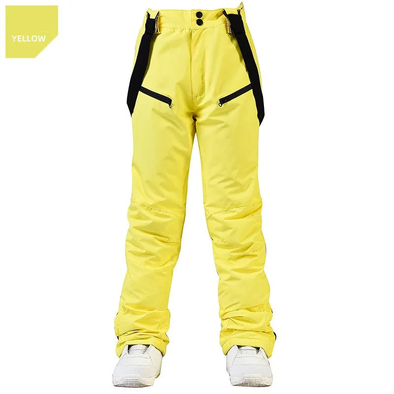New Fashion Ski Pants Men Women Windproof Waterproof Snow Trousers Winter Snowboarding Suspender Pants with Waist Protection