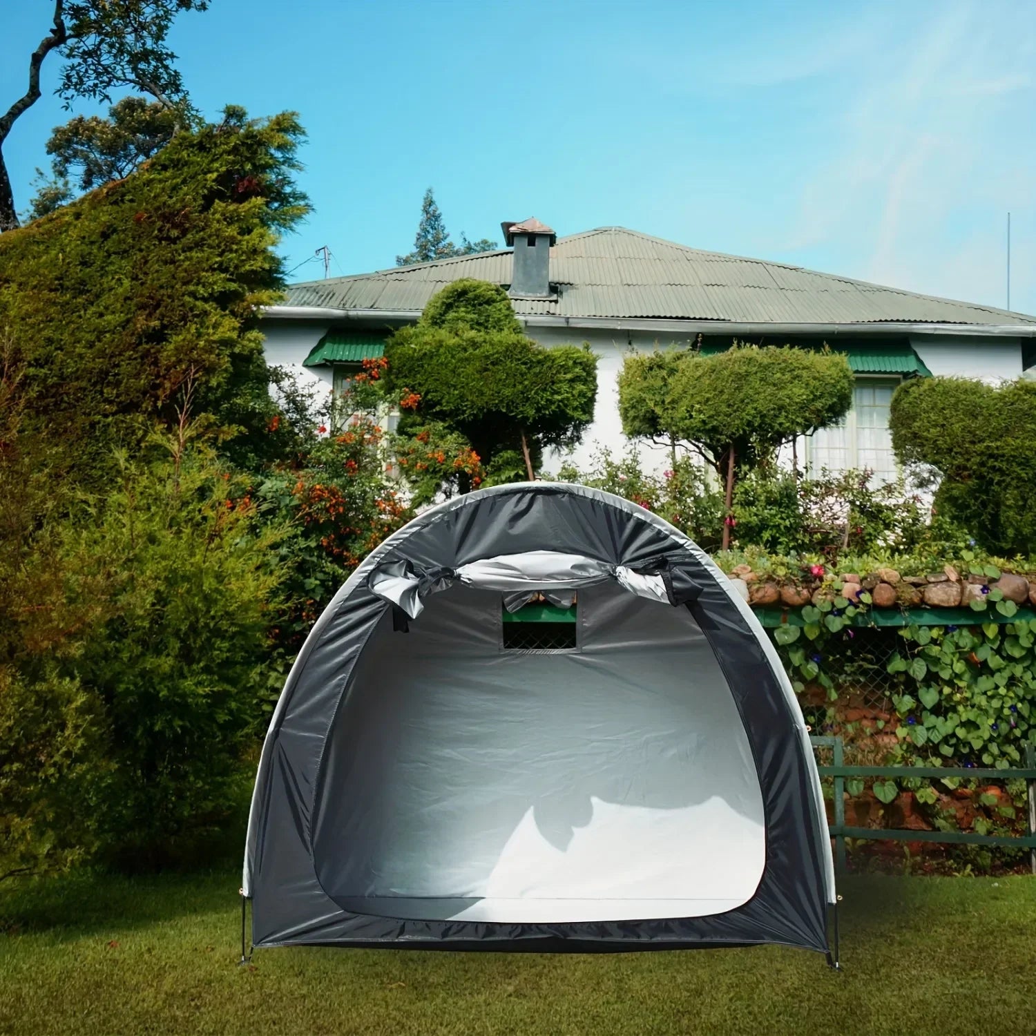 Bike Storage Shed Tent Spacious for 1-4 Bikes Portable Foldable Bicycle Sunshade Covers Shelter Waterproof Durable Bike Tent