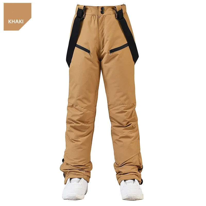 New Fashion Ski Pants Men Women Windproof Waterproof Snow Trousers Winter Snowboarding Suspender Pants with Waist Protection