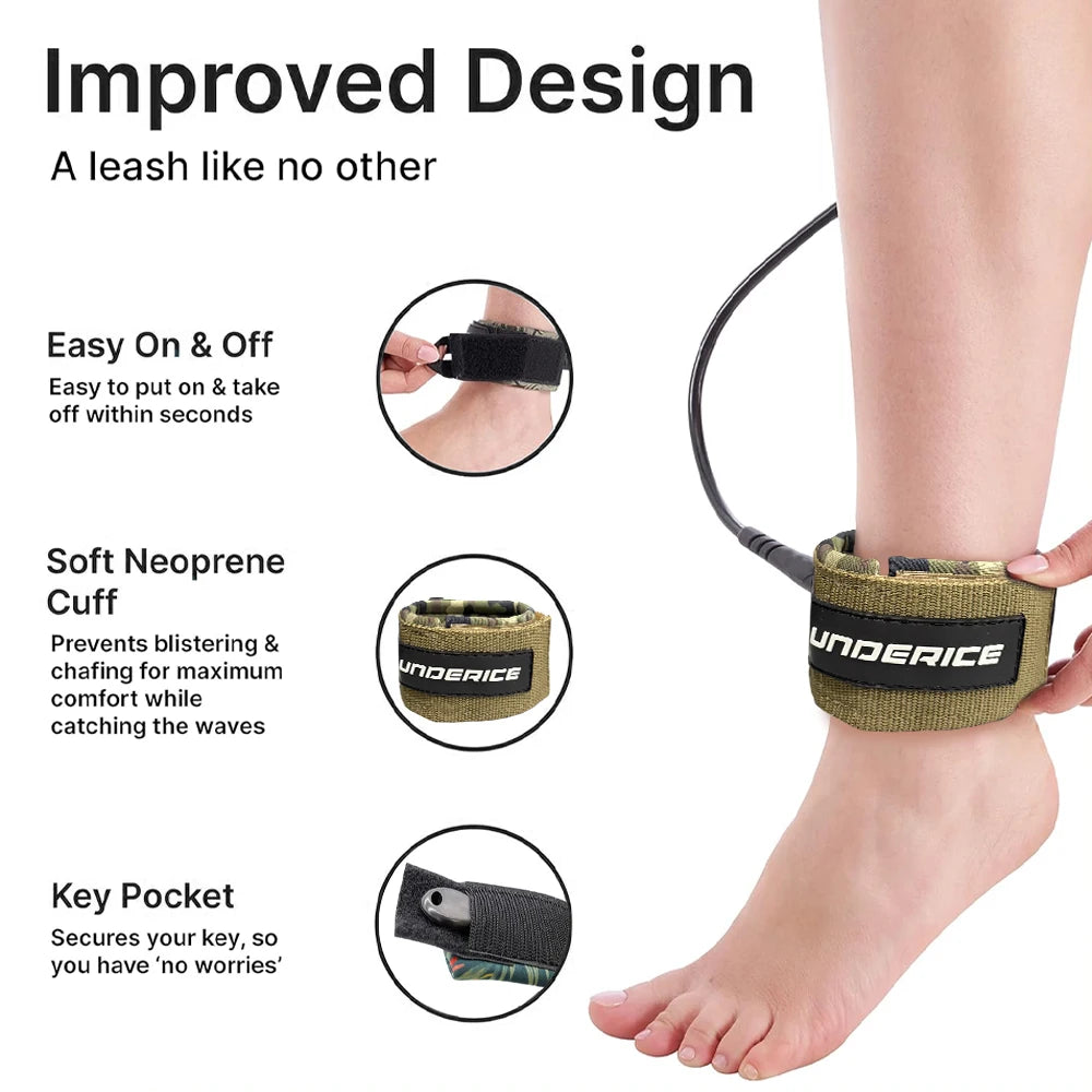 UICE SUP Board Leash Surf Paddle Surf Accessories Surfboard Leash 6-9ft Surf Leg Rope Inflatable Paddle Board Surfing Foot Rope