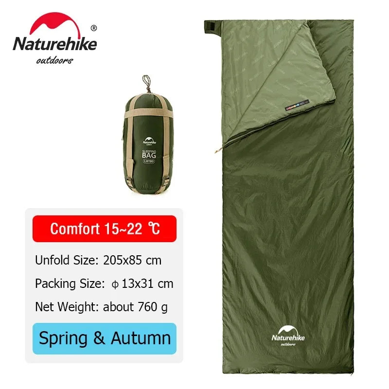Naturehike lw180 Sleeping Bag Ultralight Sleeping Bag Spring Summer Sleeping Bag Outdoor Hiking Camping Sleeping Bag