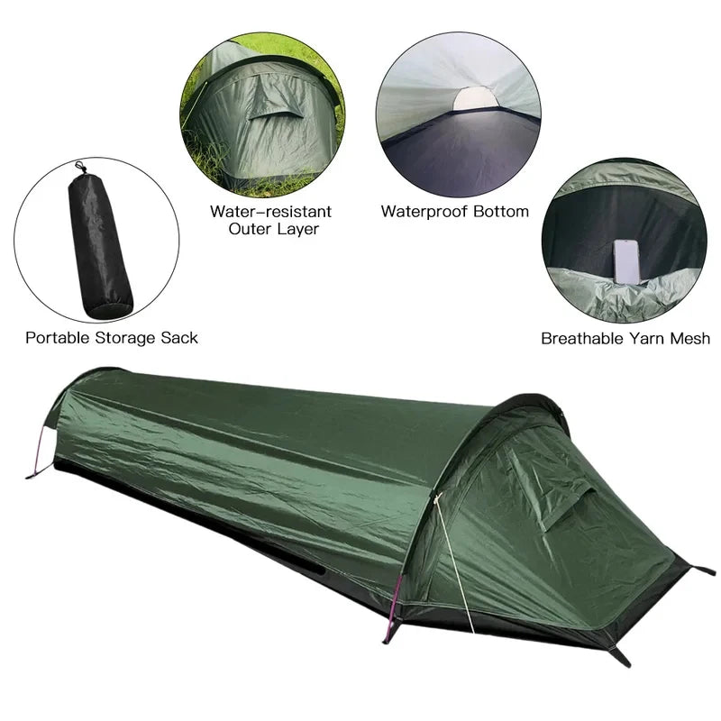Single-person camping tent Ultra-lightweight compact outdoor sleeping bag Tent Large Capacity Waterproof Backpack Tent cover Hik
