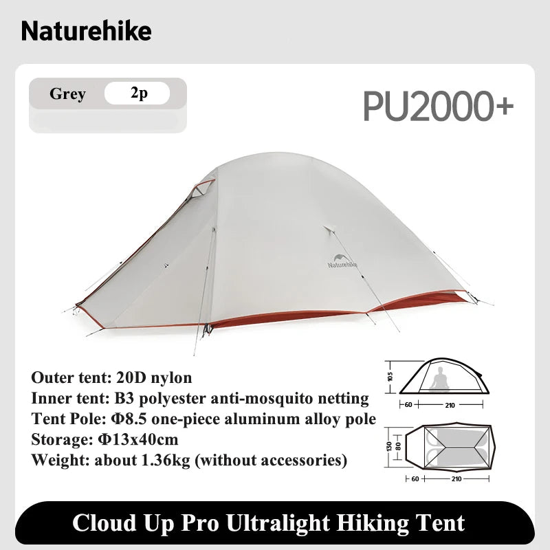 Naturehike Cloud up 2 pro Two Person Hiking Tent Lightweight Outdoor Camping Professional Camping Equipment
