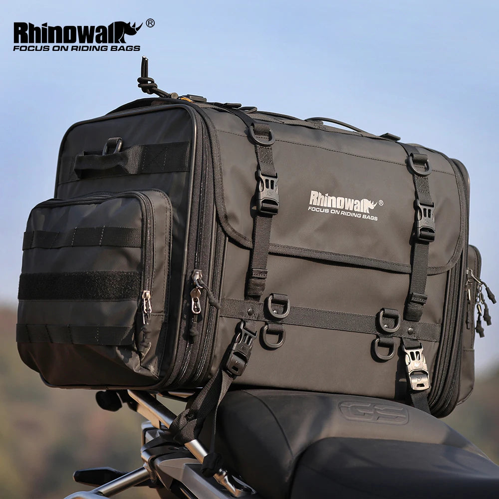 Rhinowalk Motorcycle Travel Luggage Bag Waterproof 19L-80L Expandable Big Capacity Motor Tail/Trunk/Rack Bag For Most Motorcycle