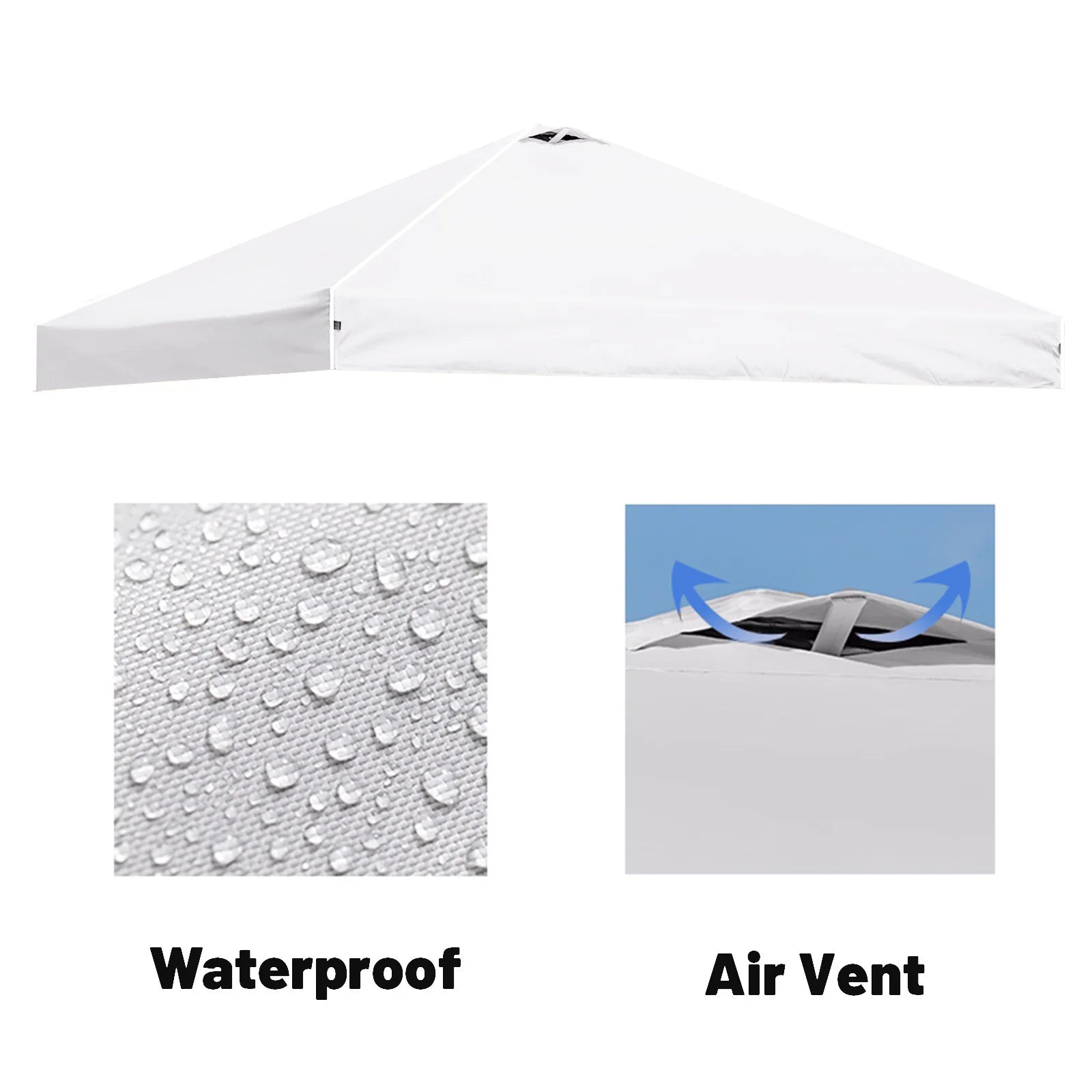 10x10 Pop-Up Canopy Tent Top Replacement with Roof Cover with Ventilation Waterproof Outdoor Garden Terrace Pavilion Sunshade