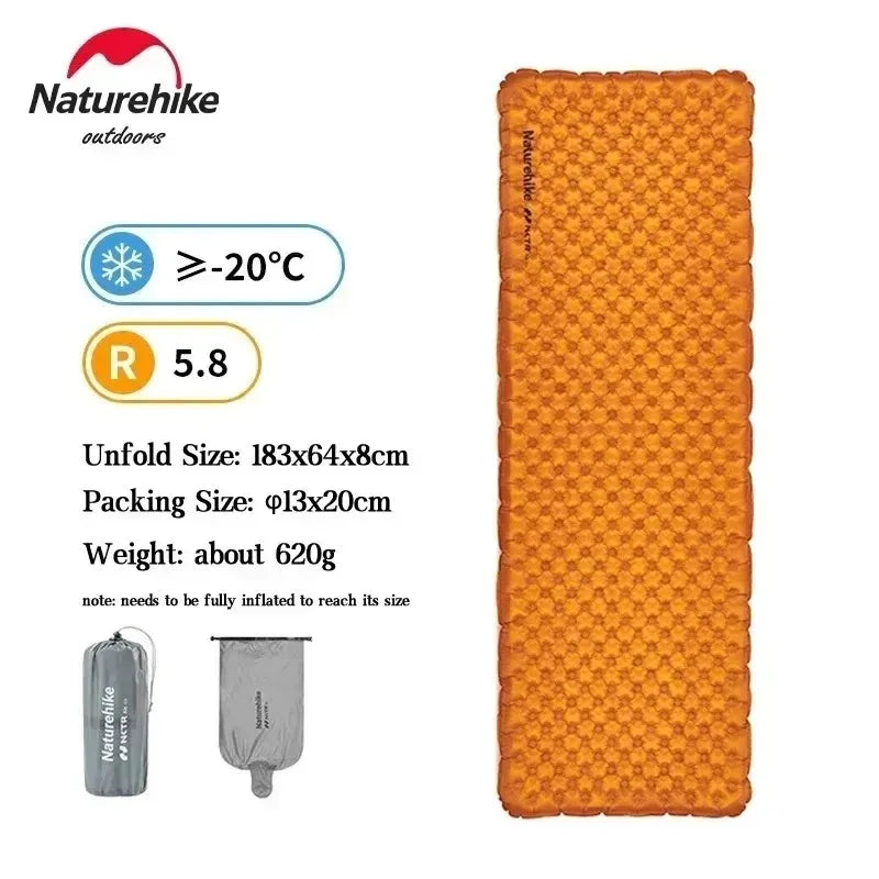 Naturehike Camping Mat 3.2/5.8/8.8 High R Value Ultralight Warm Inflatable Mattress Outdoor Portable Folding Inflatable Mats