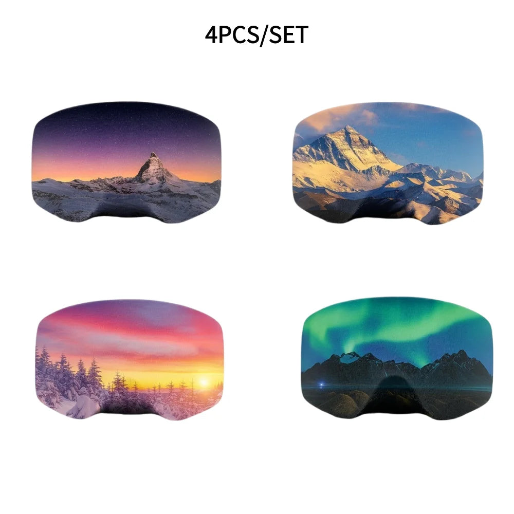 1/2/4/6Pcs Ski Goggles Protective Cover Fashion Snow Mountain Starry Print Portable Dust-proof Scratch-Proof Ski Eyewear Cover