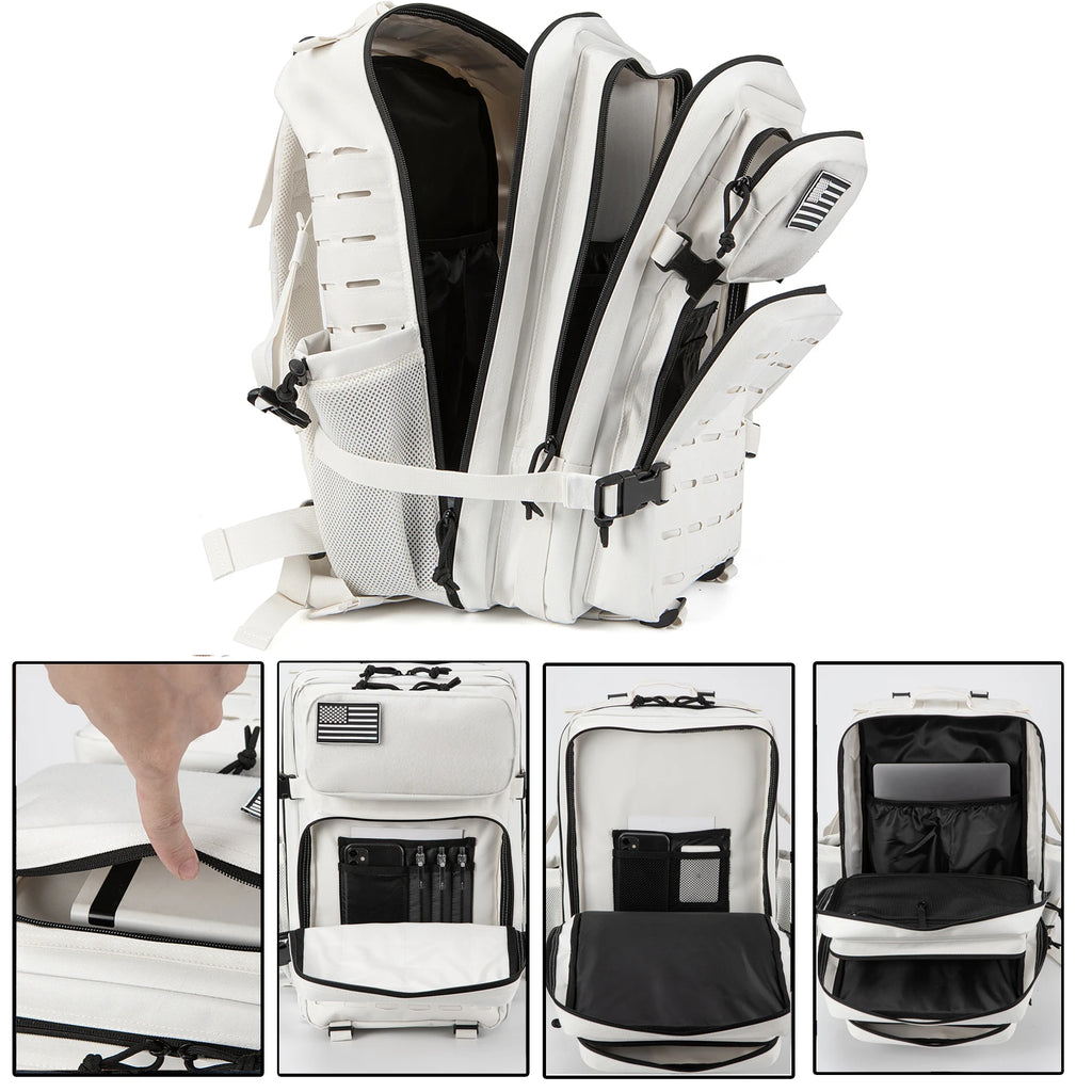 25L/ 45L Tactical Backpack Heavy Duty Camping Hiking Travel Commute School Rucksack With Bottle Holder