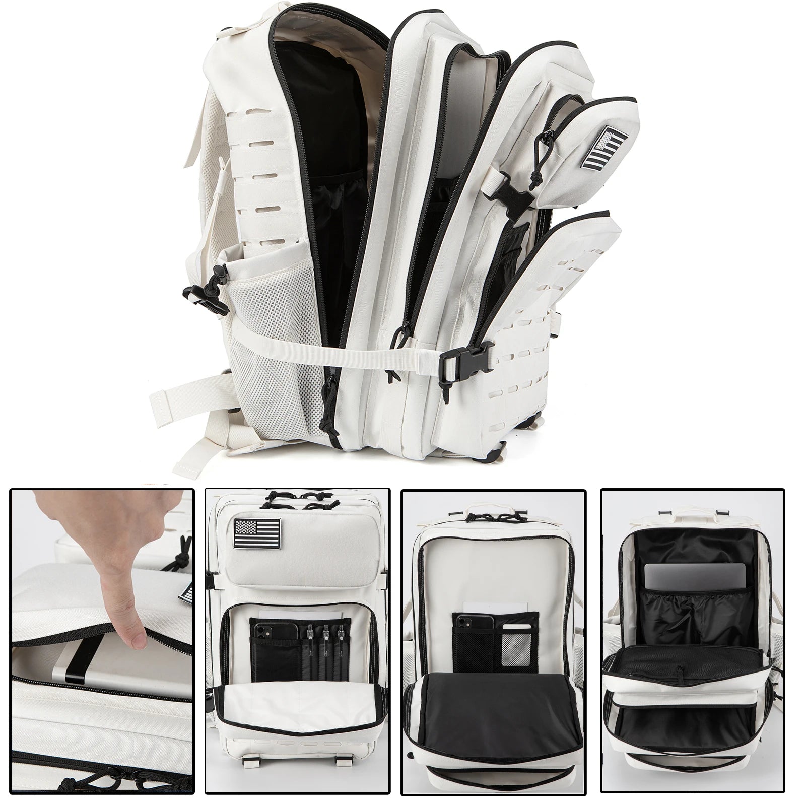 25L/ 45L Tactical Backpack Heavy Duty Camping Hiking Travel Commute School Rucksack With Bottle Holder