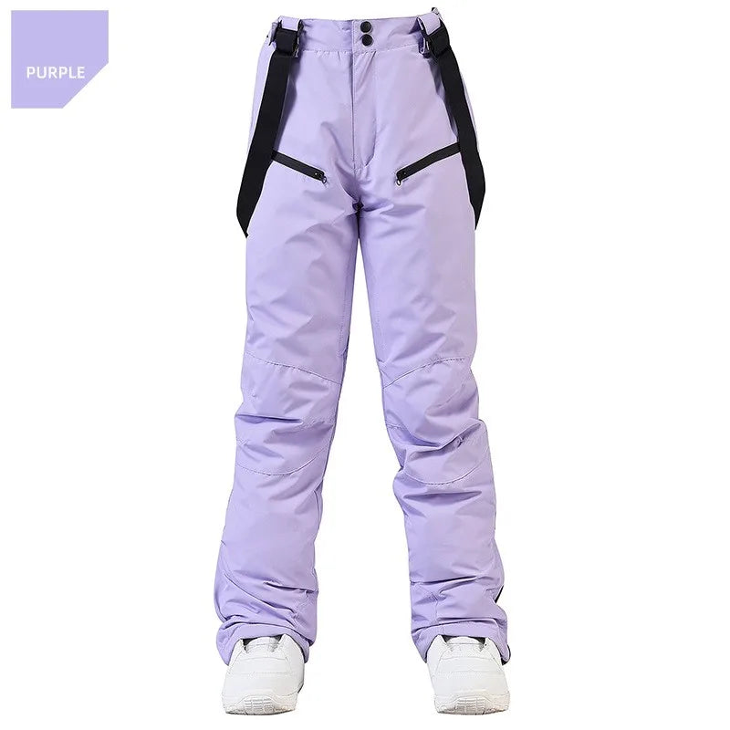 New Fashion Ski Pants Men Women Windproof Waterproof Snow Trousers Winter Snowboarding Suspender Pants with Waist Protection
