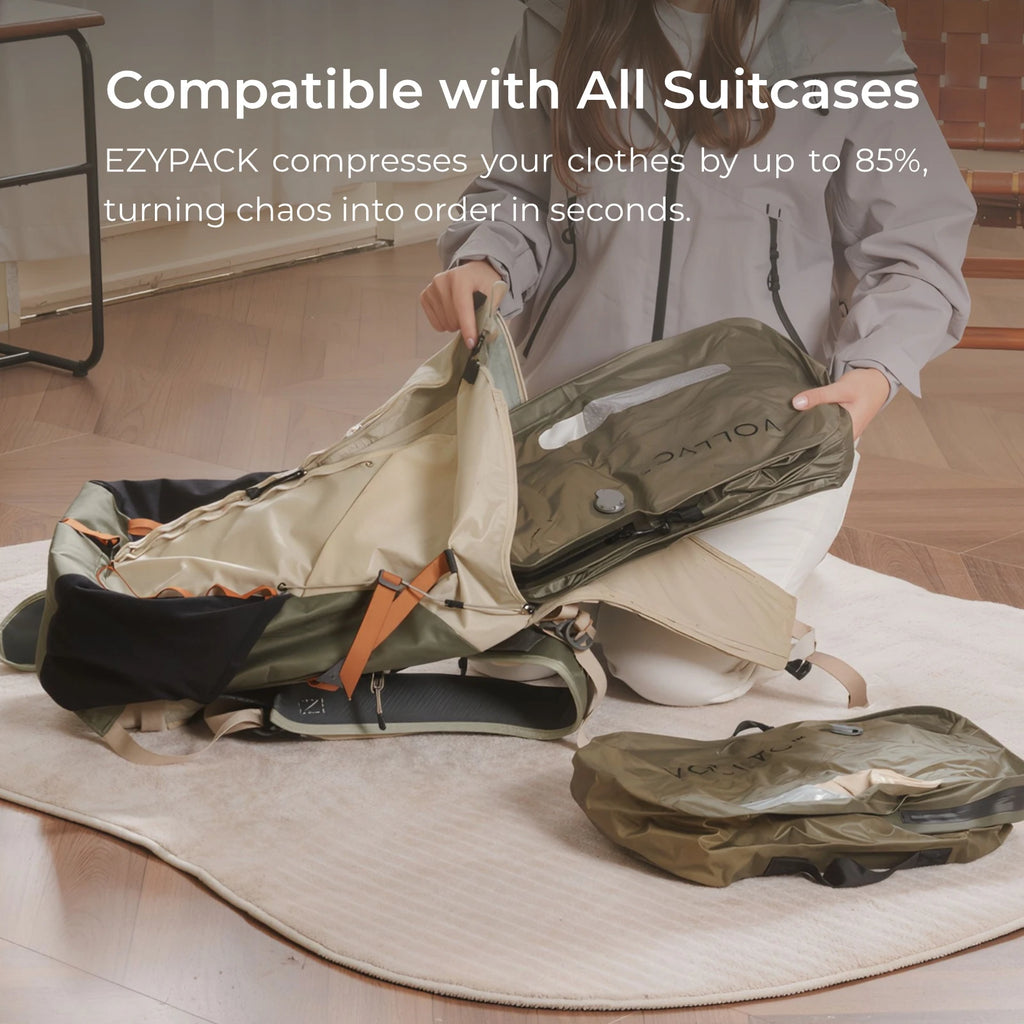 FLEXTAIL X VOLLYC EZYPACK - 18-55L Vacuum Storage Bag, Reusable Clothing Storage Bag, Travel Compression Backpack Luggage Bag