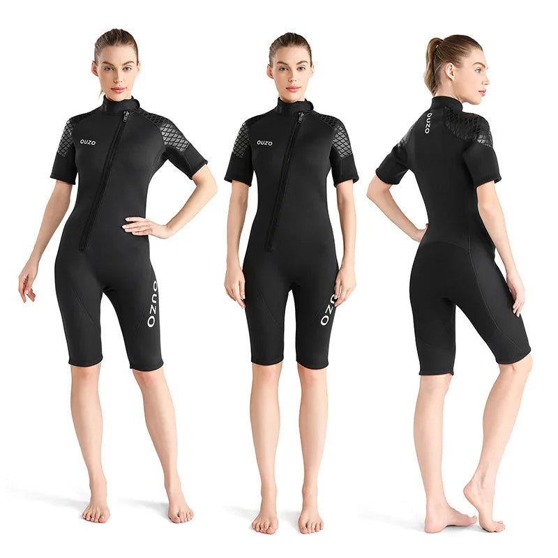 Mens Womens 3mm Short-sleeved Wetsuits Diving Surfing Suits Snorkeling Kayaking Spearfishing Freediving Swimming Full Body