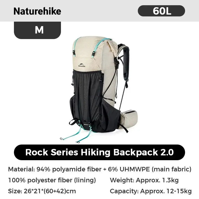 Naturehike Hiking Backpack Outdoor Sports Bag 60+5L Large Capacity Ergonomic Design Backpack Camping Travel Waterproof Bagpack
