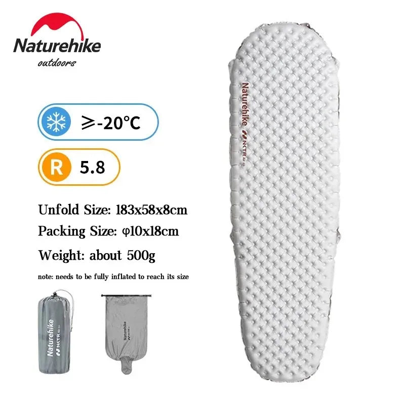 Naturehike Camping Mat 3.2/5.8/8.8 High R Value Ultralight Warm Inflatable Mattress Outdoor Portable Folding Inflatable Mats
