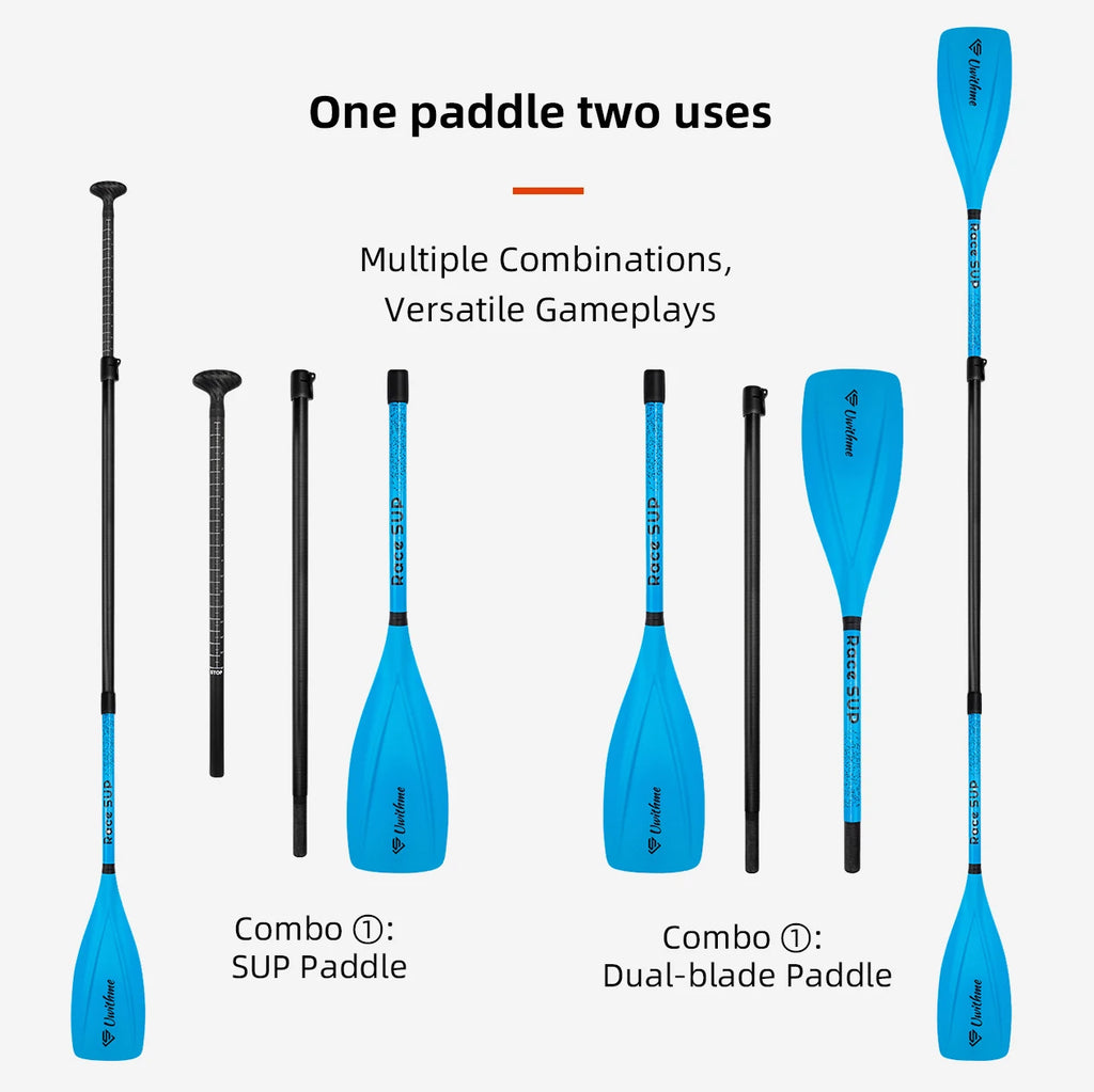 Adjustable 4-Piece Semi Carbon SUP Paddle Convertible Single/Double Blade Carbon Blend Kayak Paddle Board Oar for Surfing Sports