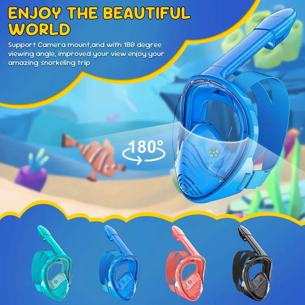 Underwater Scuba Anti Fog Full Face Diving Mask Snorkeling Respiratory Masks Safe Waterproof Swimming Equipment for Adult Kids
