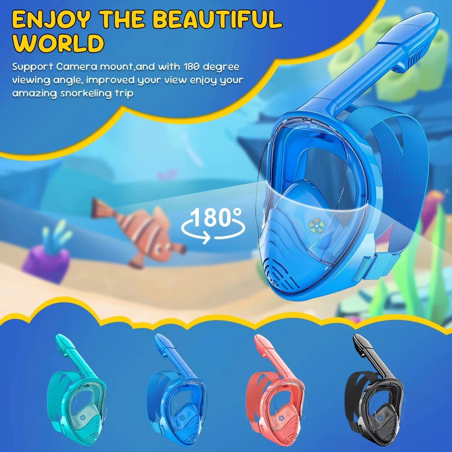 Underwater Scuba Anti Fog Full Face Diving Mask Snorkeling Respiratory Masks Safe Waterproof Swimming Equipment for Adult Kids