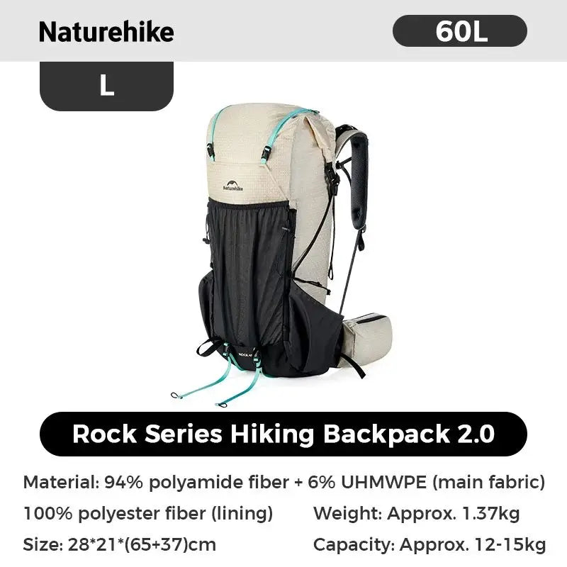 Naturehike Hiking Backpack Outdoor Sports Bag 60+5L Large Capacity Ergonomic Design Backpack Camping Travel Waterproof Bagpack