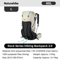 Naturehike Hiking Backpack Outdoor Sports Bag 60+5L Large Capacity Ergonomic Design Backpack Camping Travel Waterproof Bagpack