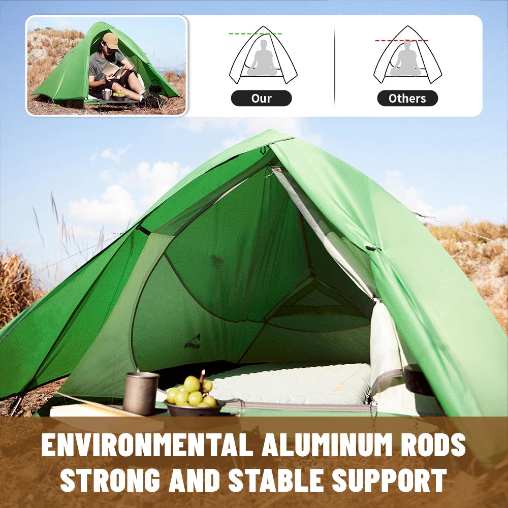 Naturehike 2024 New Cloud Base Tent Ultralight Waterproof Large Foyer Shelter Tent Travel 1-2 Person Portable Camping Tents