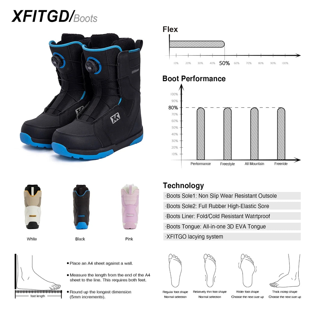 XCMAN Men's Complete Snowboard Package Camber True Twin Carved Snowboard + Bindings + Boots for All Terrain Best for Beginner