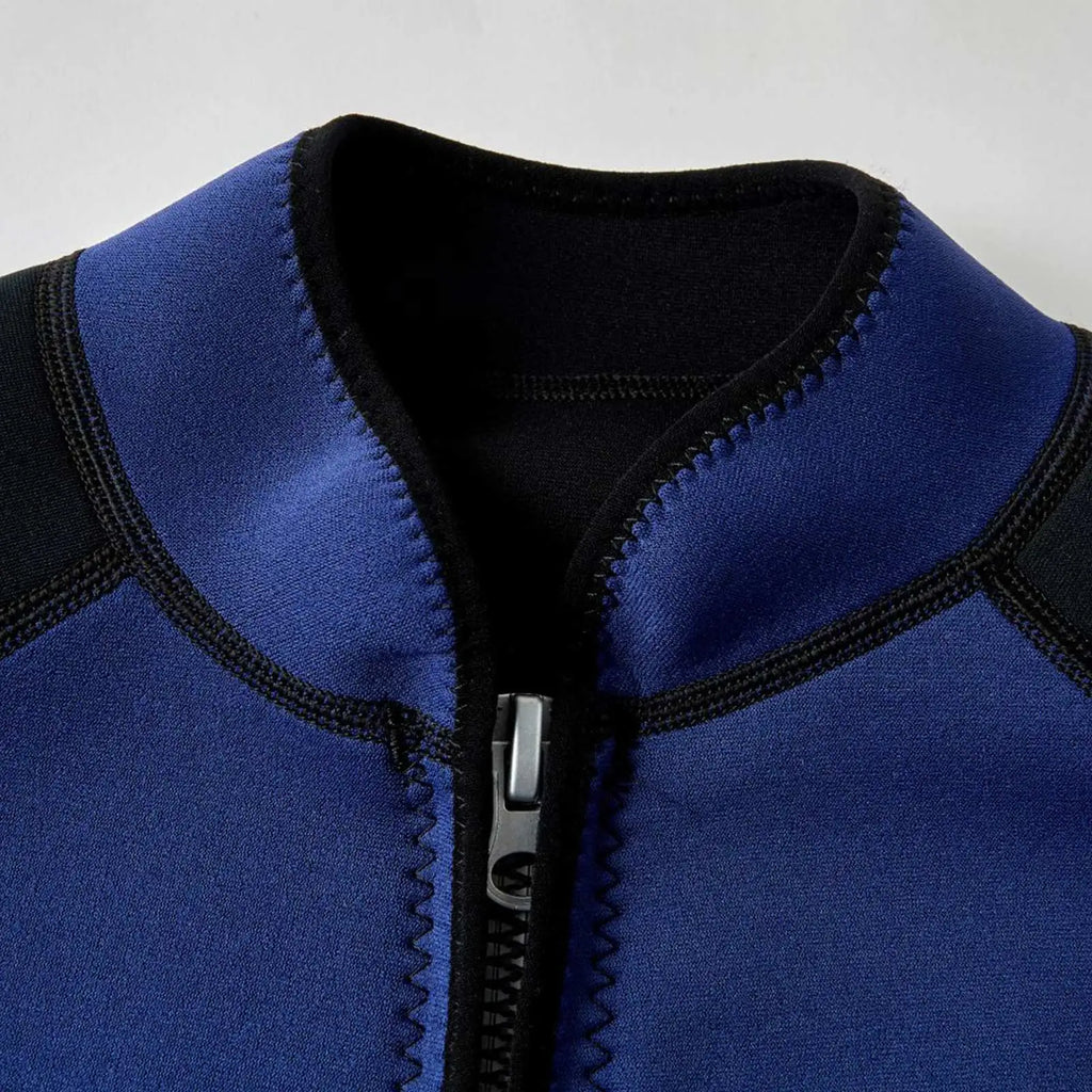 Women 2mm Neoprene Wetsuit Top Stand Collar Long Sleeve Zipper Color Block Surfing Thermal Jacket for Swimming Snorkeling Diving