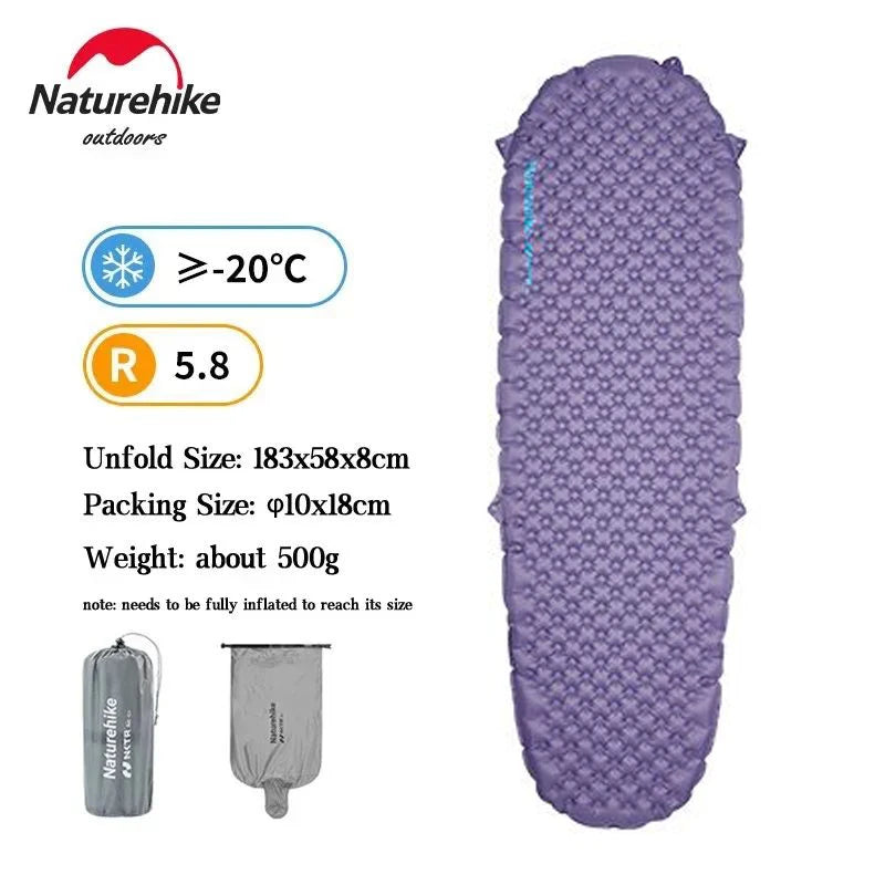 Naturehike Camping Mat 3.2/5.8/8.8 High R Value Ultralight Warm Inflatable Mattress Outdoor Portable Folding Inflatable Mats