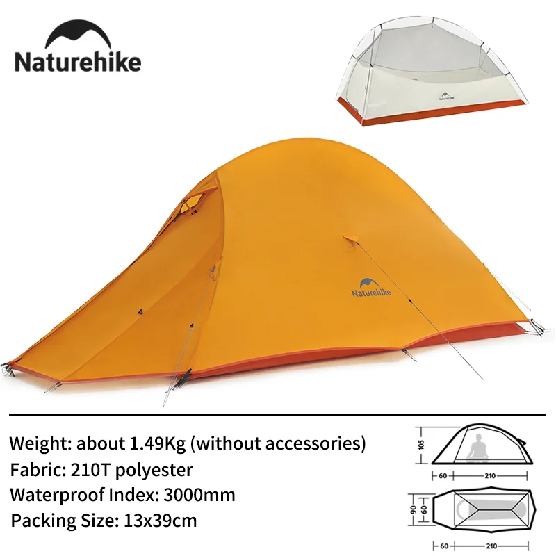 Naturehike 2024 New Cloud Base Tent Ultralight Waterproof Large Foyer Shelter Tent Travel 1-2 Person Portable Camping Tents