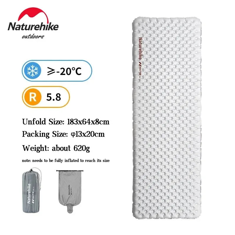 Naturehike Camping Mat 3.2/5.8/8.8 High R Value Ultralight Warm Inflatable Mattress Outdoor Portable Folding Inflatable Mats