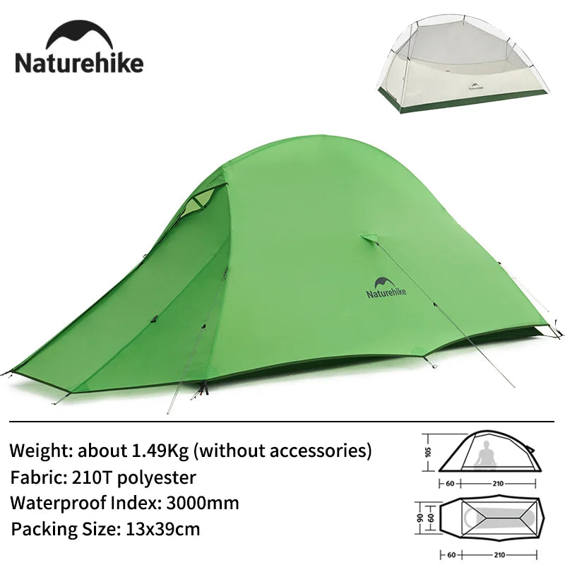Naturehike 2024 New Cloud Base Tent Ultralight Waterproof Large Foyer Shelter Tent Travel 1-2 Person Portable Camping Tents