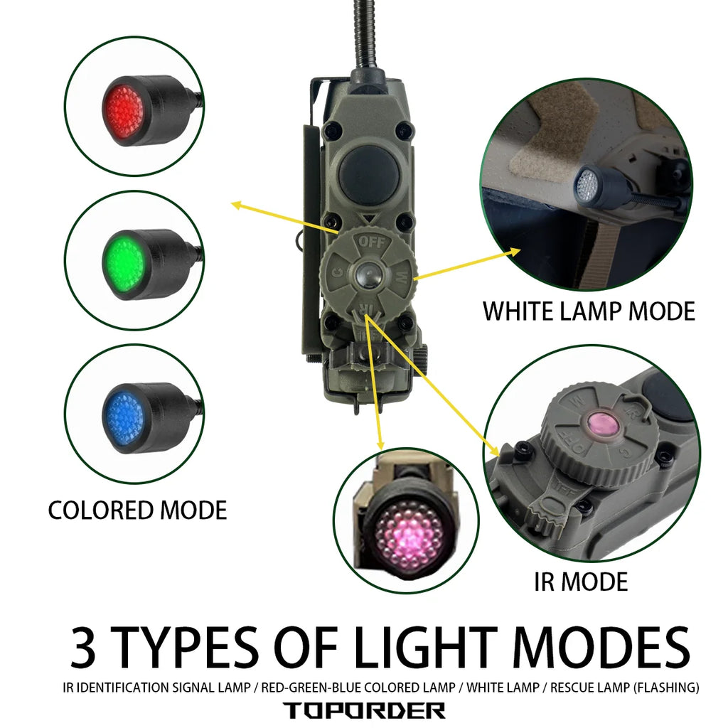 Tactical Sidewinder Helmet Lamp Strobe Light Red/Green/Blue/White/IR Head IFF Light Hunting Fishing Auxiliary LED Flashlight