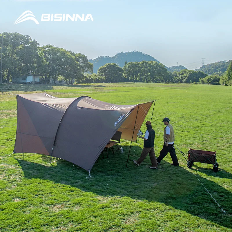BISINNA Outdoor Camping Folding Portable Tunnel Large Canopy Coated with Silver Sunblock Shade Car Tent for Travel Picnic Beach