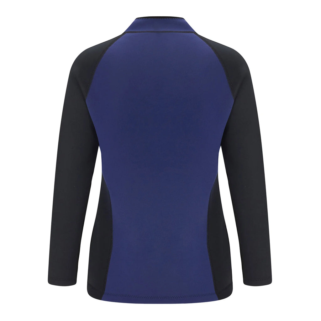Women 2mm Neoprene Wetsuit Top Stand Collar Long Sleeve Zipper Color Block Surfing Thermal Jacket for Swimming Snorkeling Diving