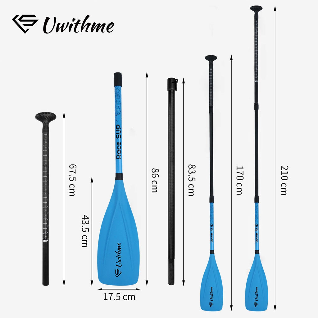 Adjustable 4-Piece Semi Carbon SUP Paddle Convertible Single/Double Blade Carbon Blend Kayak Paddle Board Oar for Surfing Sports