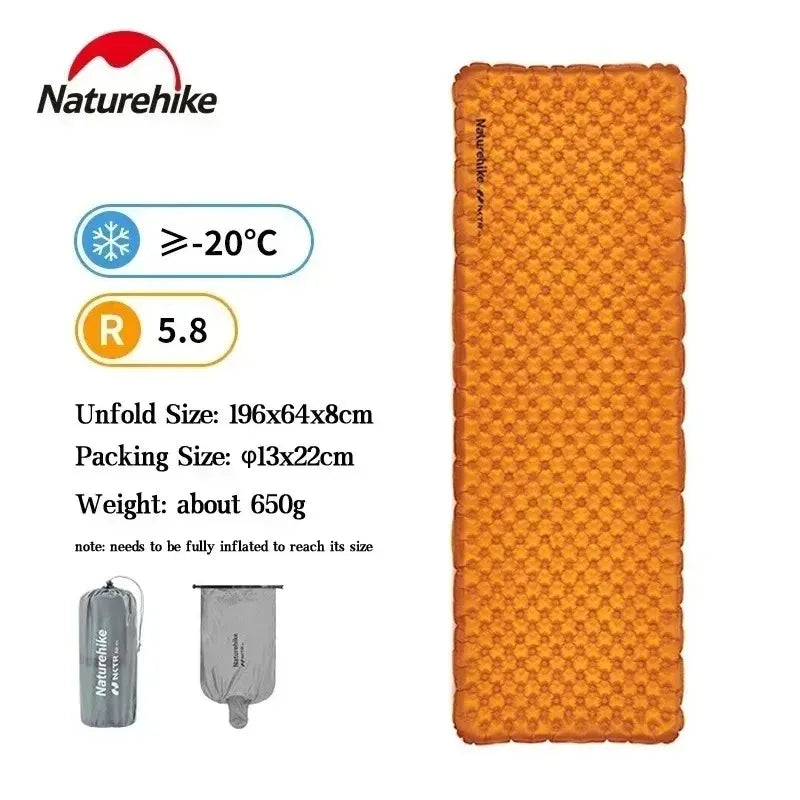 Naturehike Camping Mat 3.2/5.8/8.8 High R Value Ultralight Warm Inflatable Mattress Outdoor Portable Folding Inflatable Mats