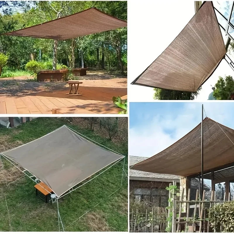 Durable Brown UV Protection Canopy Outdoor Sun Shade Net for Garden Patio Plant Sunshade Sail Greenhouse Outdoor Pavilion