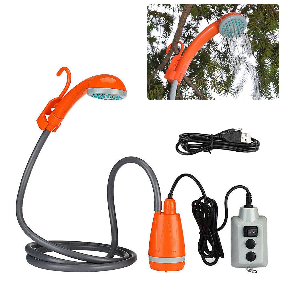 Tomshoo Portable Camping Shower Outdoor Camping Shower Pump Rechargeable Shower Head Outdoor Traveling Equipment Hiking Supplies