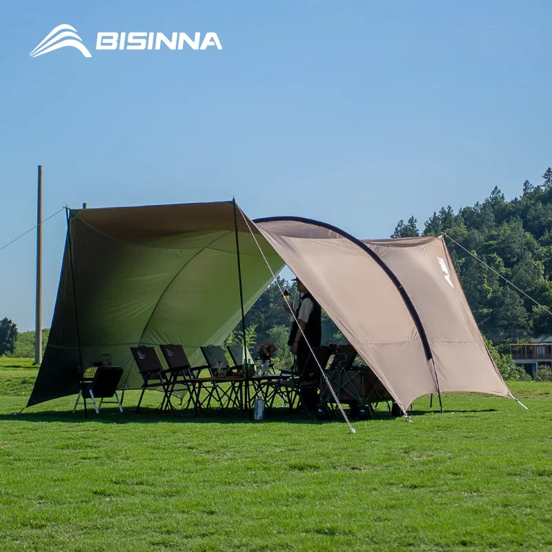 BISINNA Outdoor Camping Folding Portable Tunnel Large Canopy Coated with Silver Sunblock Shade Car Tent for Travel Picnic Beach