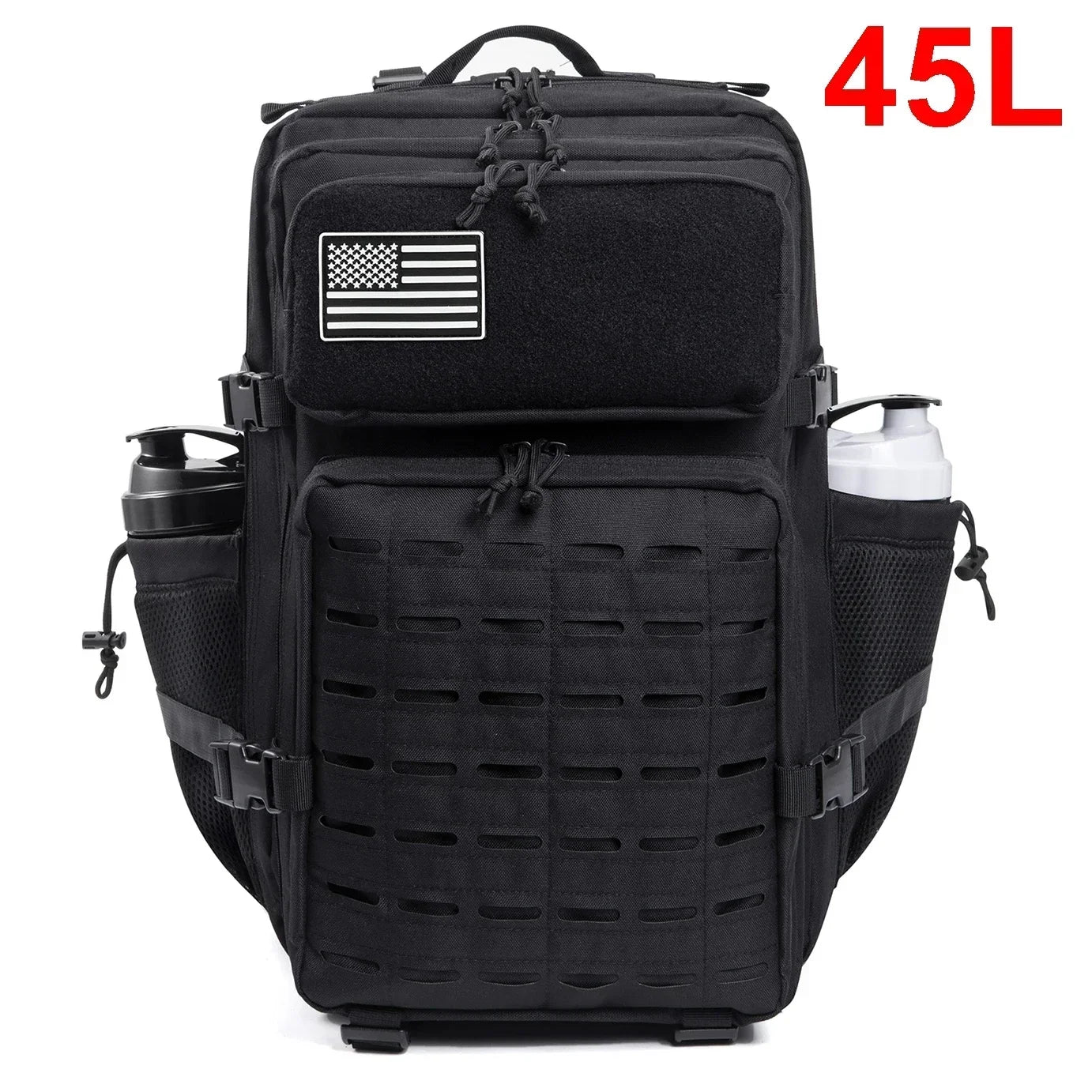 25L/ 45L Tactical Backpack Heavy Duty Camping Hiking Travel Commute School Rucksack With Bottle Holder