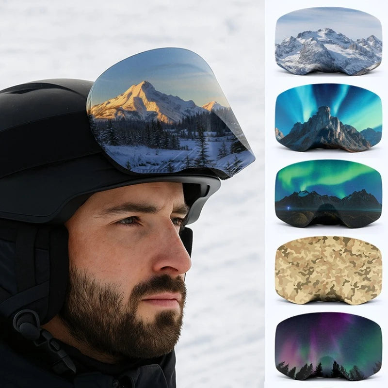 1/2/4/6Pcs Ski Goggles Protective Cover Fashion Snow Mountain Starry Print Portable Dust-proof Scratch-Proof Ski Eyewear Cover