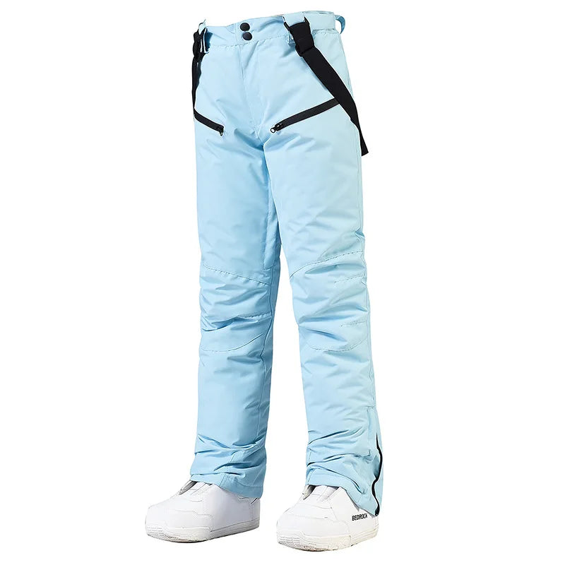 New Fashion Ski Pants Men Women Windproof Waterproof Snow Trousers Winter Snowboarding Suspender Pants with Waist Protection