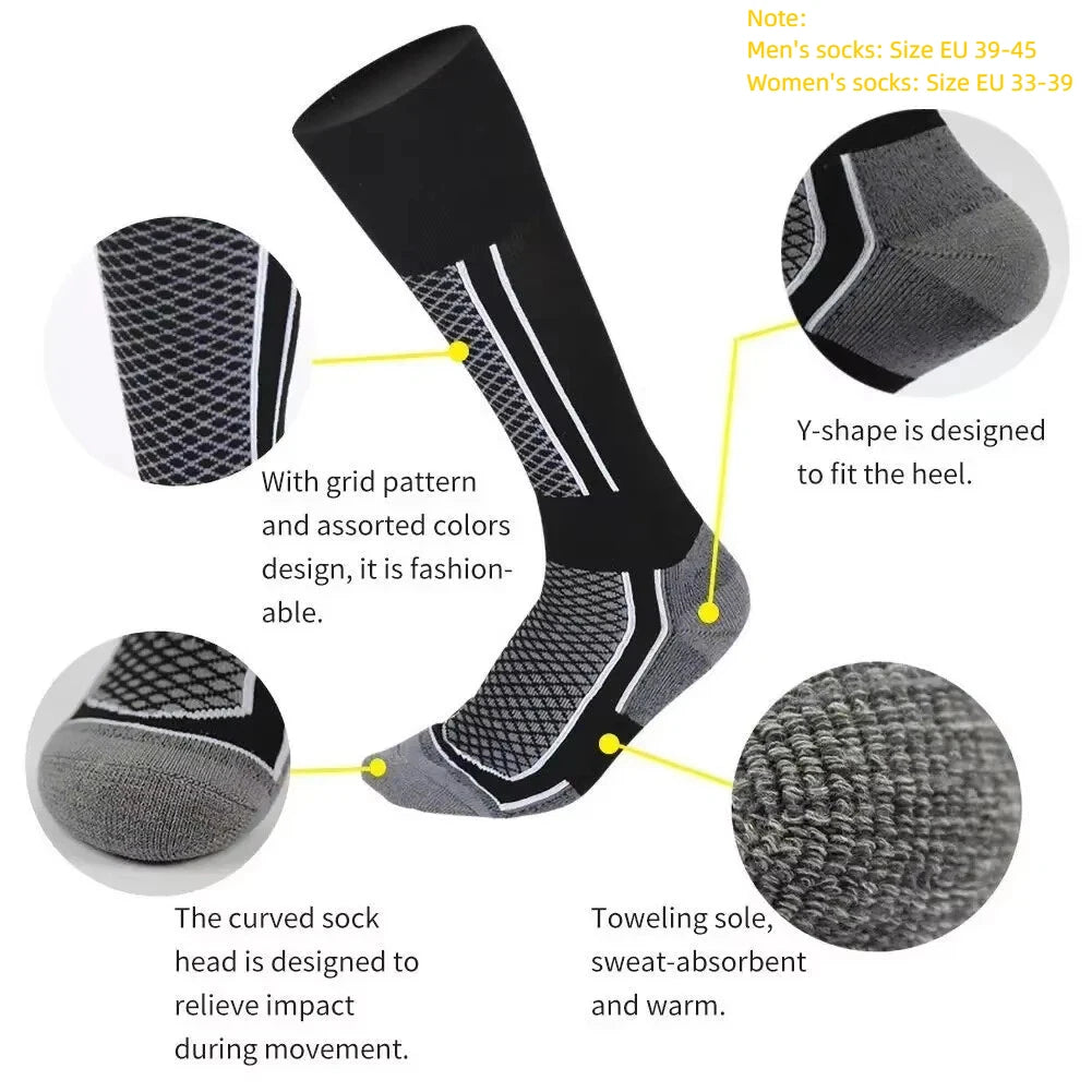 DIZETION 1 Pair Winter Warm Thickening Ski Stockings Hiking Socks For Women Men Children Anti-Cold Outdoor High Sports Stockings