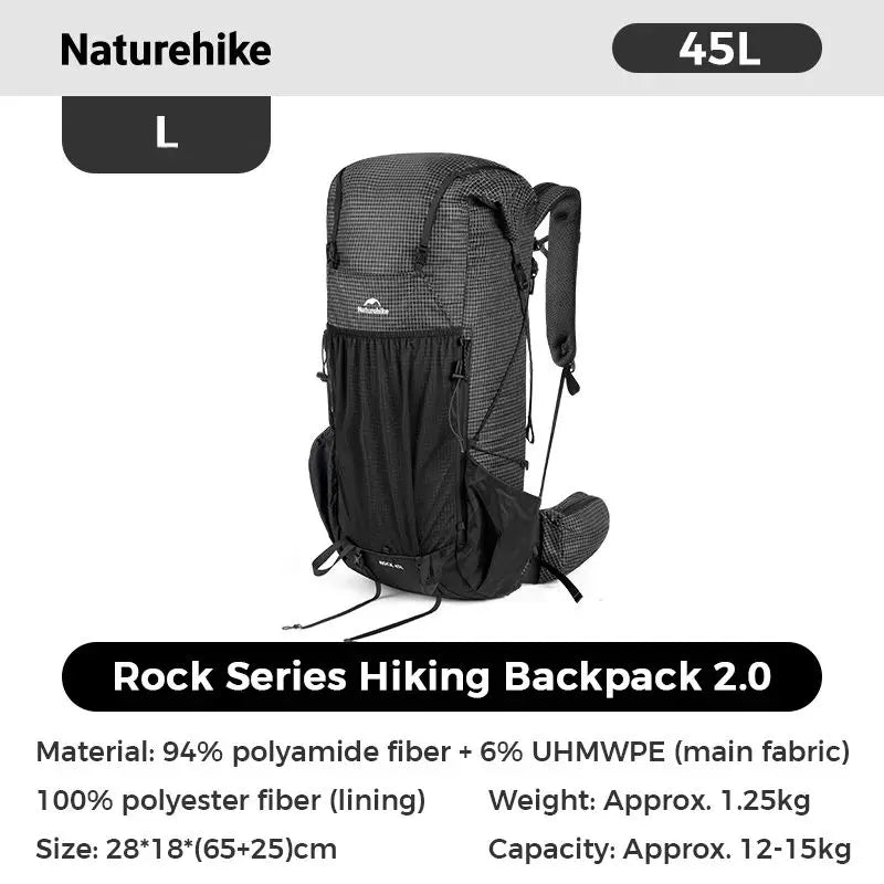 Naturehike Hiking Backpack Outdoor Sports Bag 60+5L Large Capacity Ergonomic Design Backpack Camping Travel Waterproof Bagpack